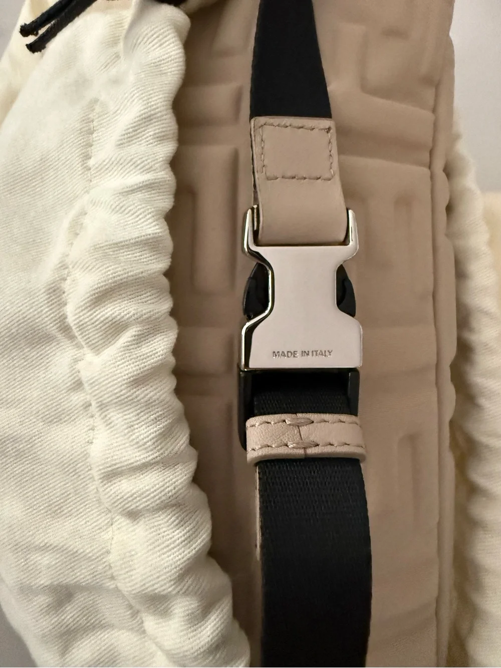 Fendi Cream Embossed FF Crossbody Belt Bag - Picture 6 of 7
